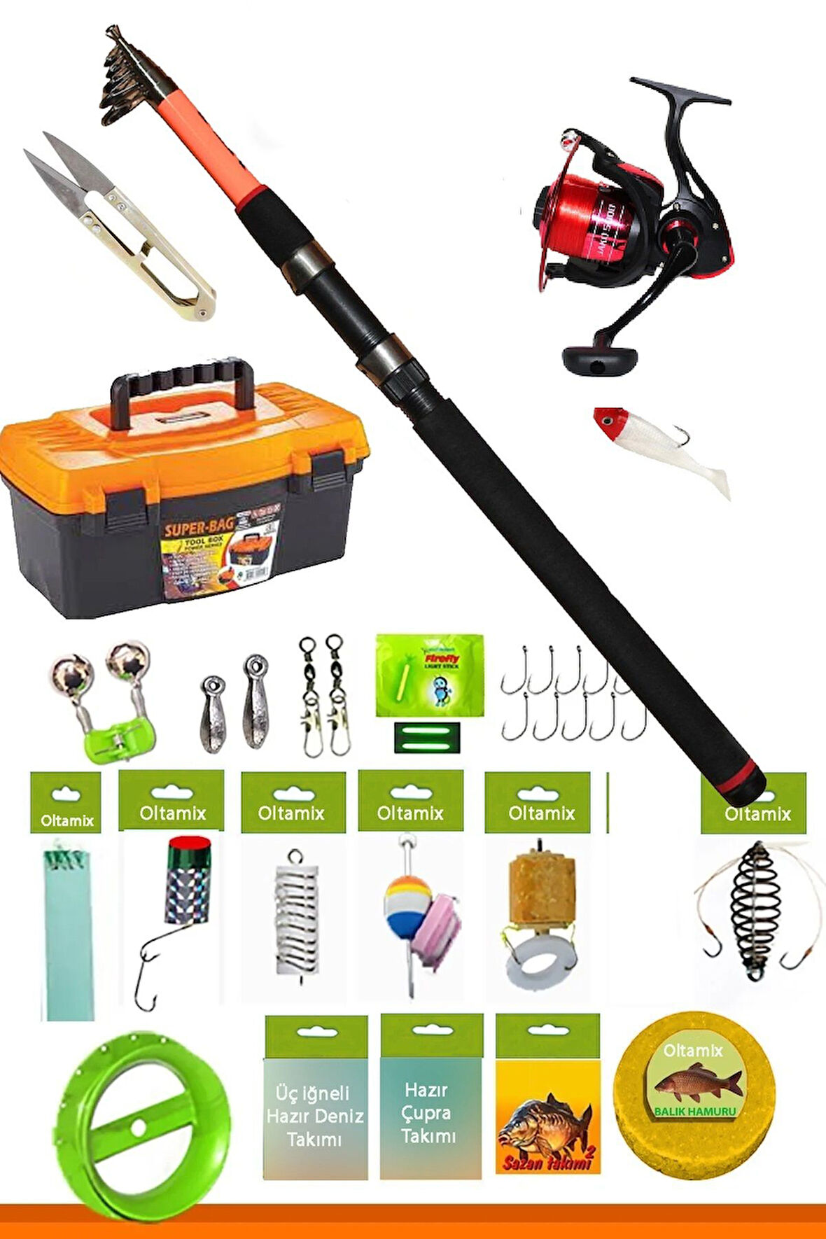 Çok Renkli Yeni Başlayanları Profosyonel Yapan Ekonomik Olta Seti Harika Kalite Deniz Ve Göl Takım