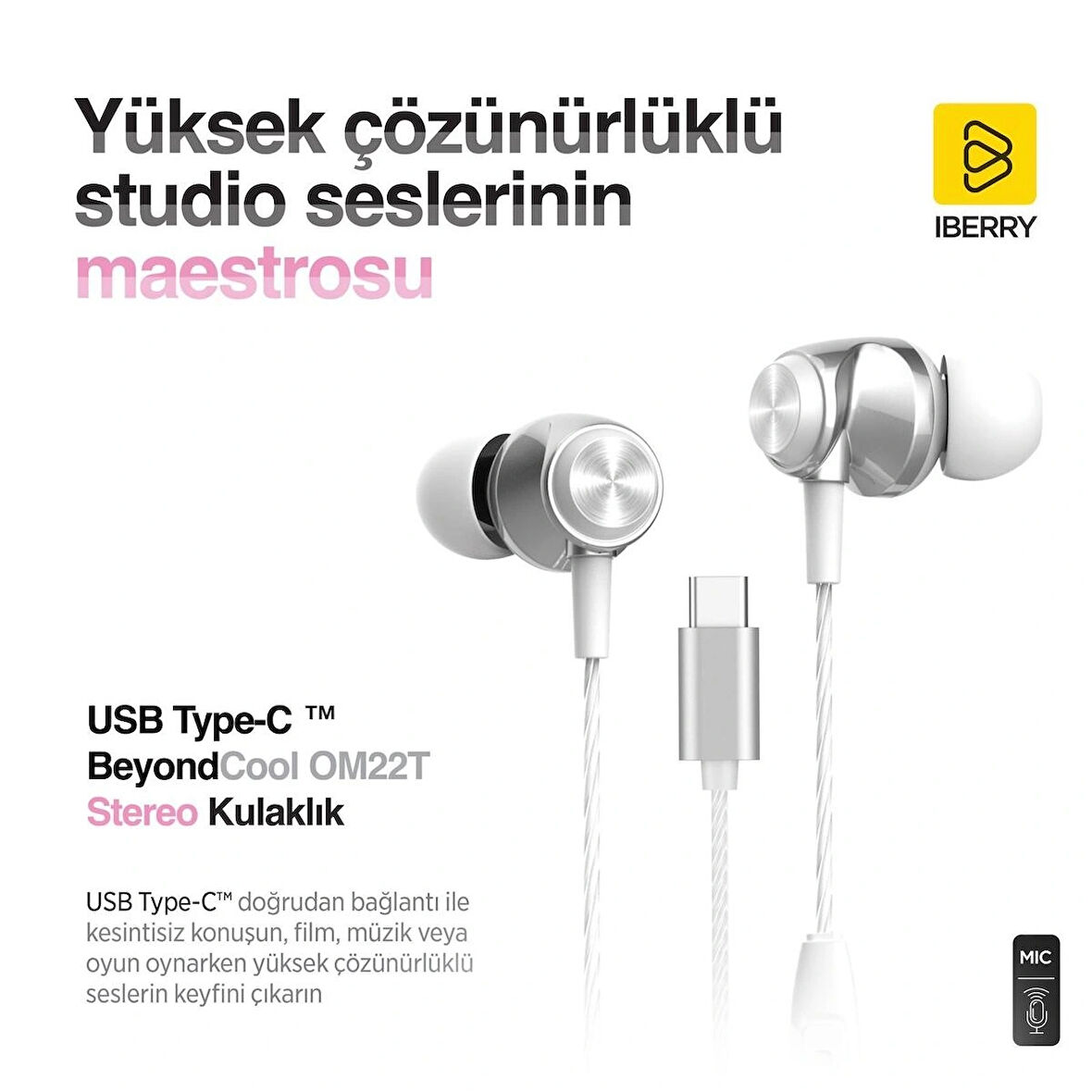 IBERRY TYPE-C BEYONDCOOL KABLOLU KULAKLIK BEYAZ