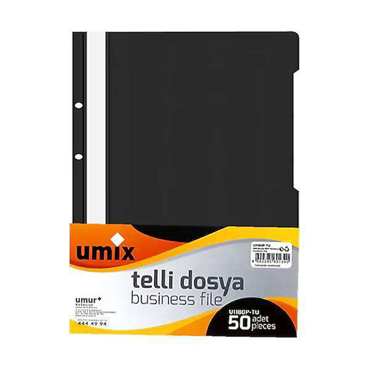 Umix Telli Dosya A4 Plus Siyah 50'li Paket