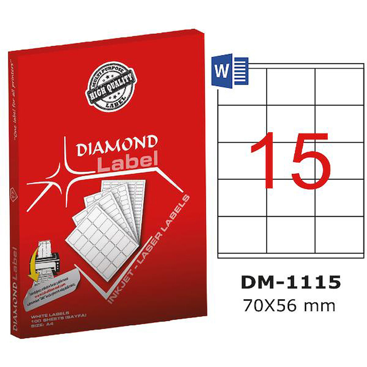 Diamond Lazer Etiket DM-1115 70x56 mm