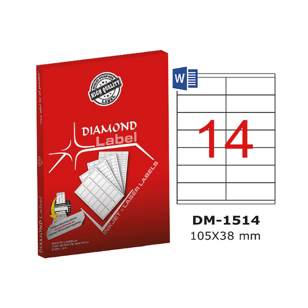 Diamond Lazer Etiket DM-1514 105x38 mm