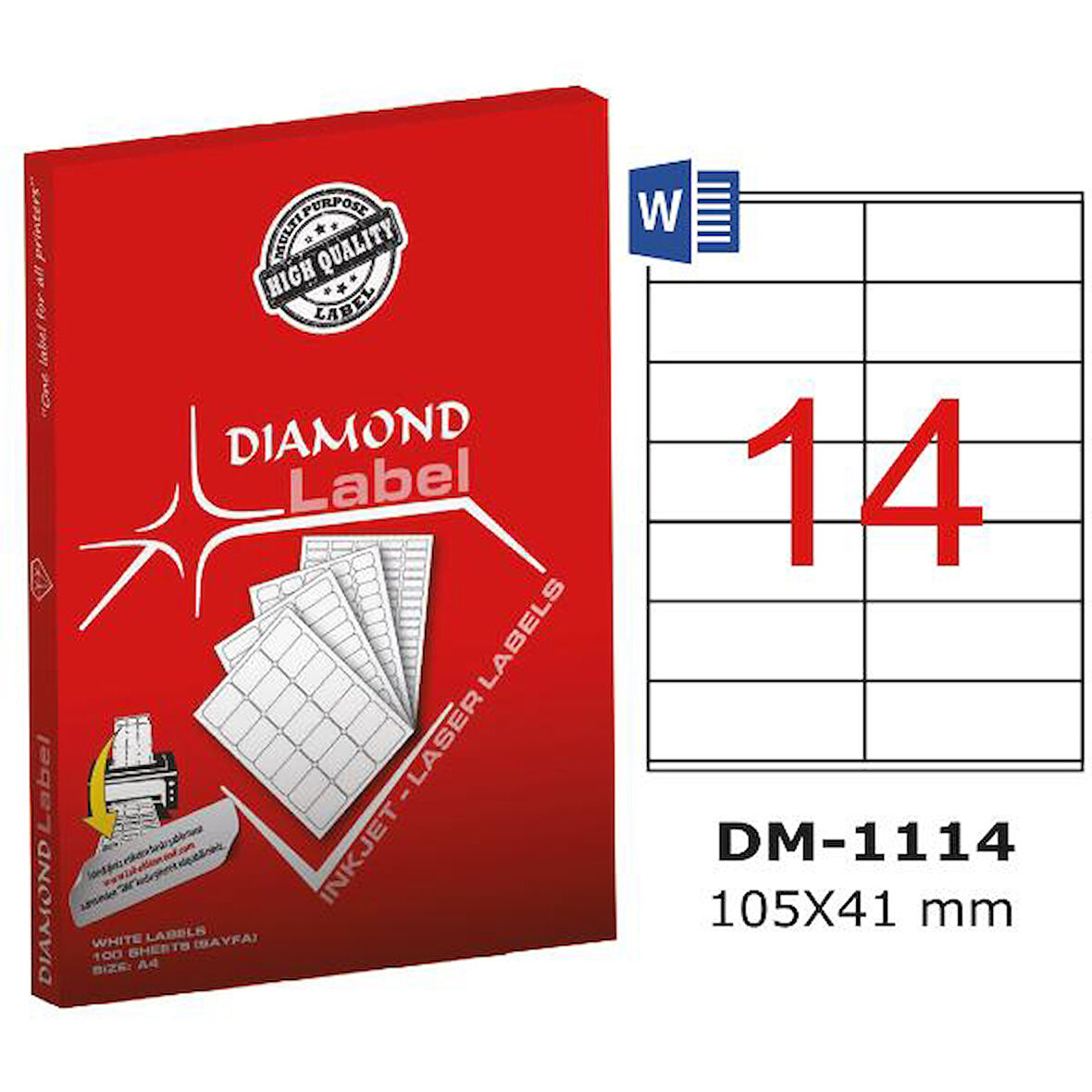 Diamond Lazer Etiket DM-1114 105x41 mm
