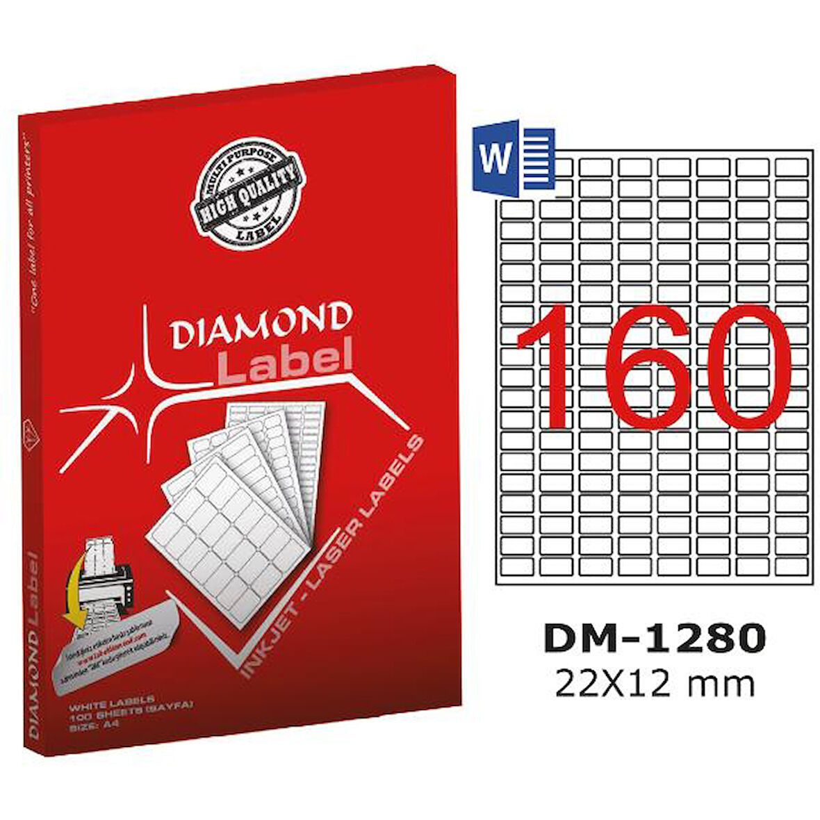 Diamond Lazer Etiket DM-1280 22x12 mm