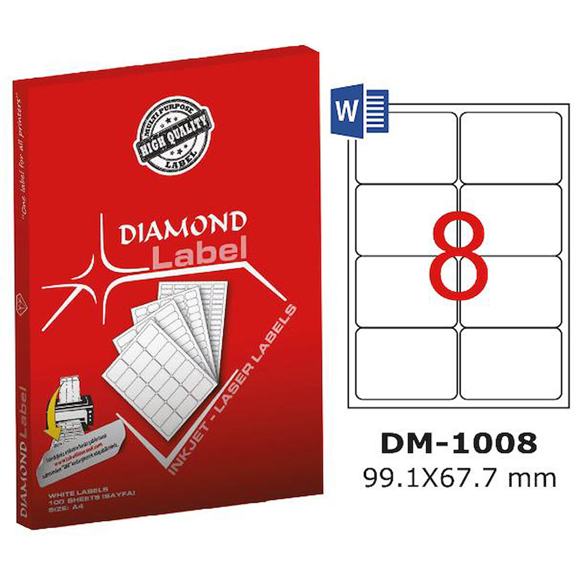 Diamond Lazer Etiket DM-1008 99.1x67.7 mm