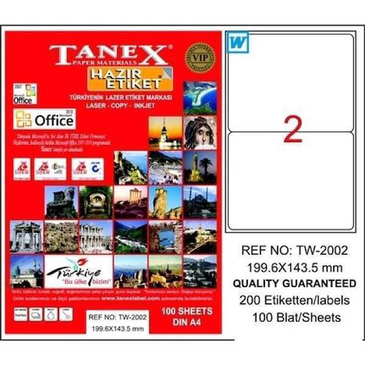 Tanex Lazer Etiket TW-2002 199,6x143,5 mm