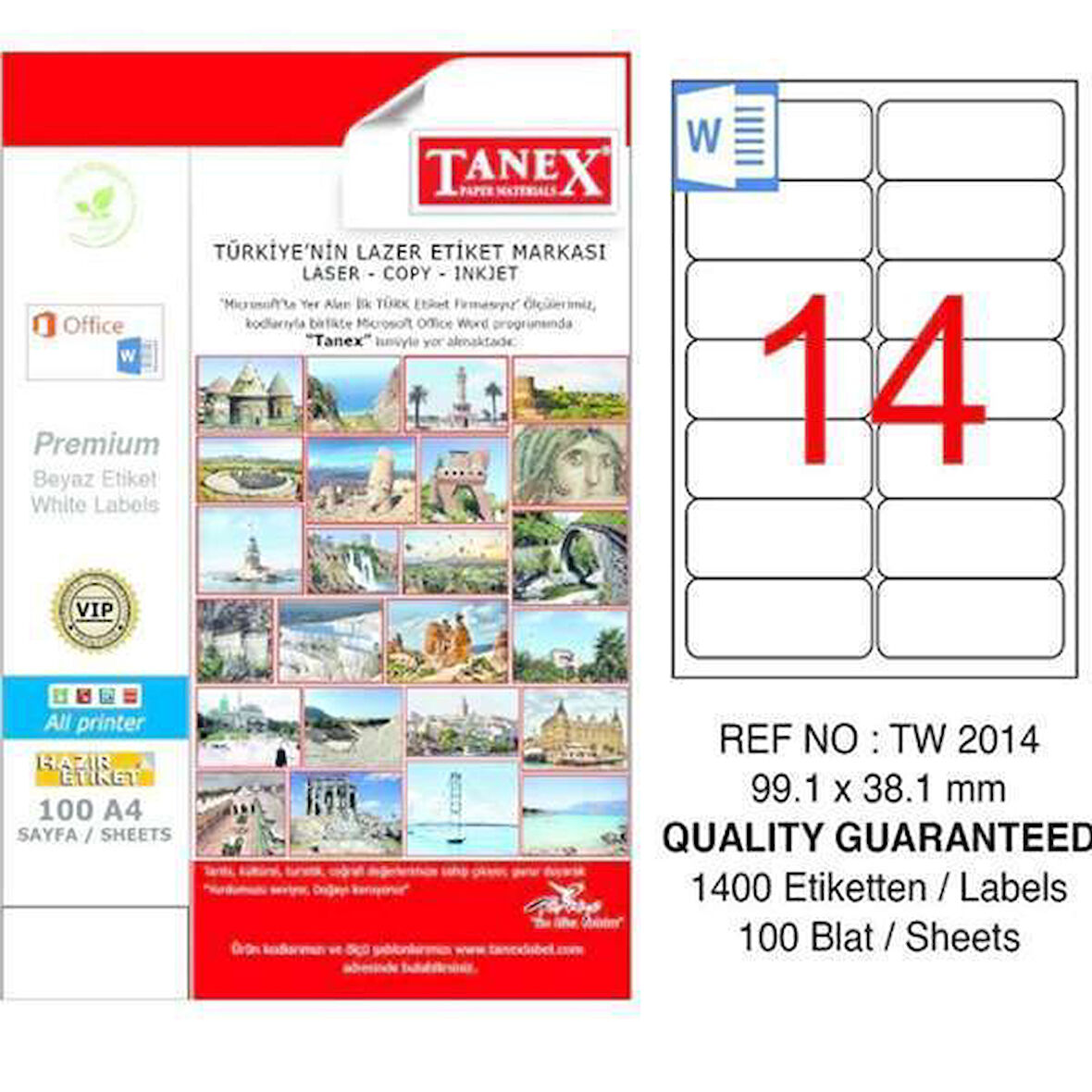 Tanex Lazer Etiket TW-2014 99,1x38,1 mm