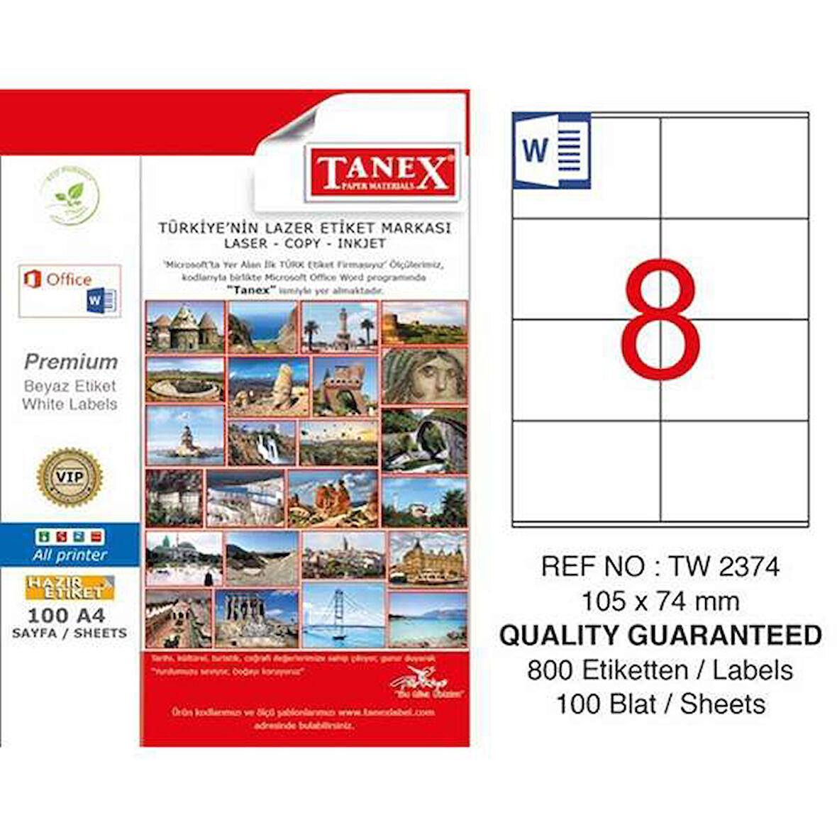 Tanex Lazer Etiket TW-2374 105x74,25 mm