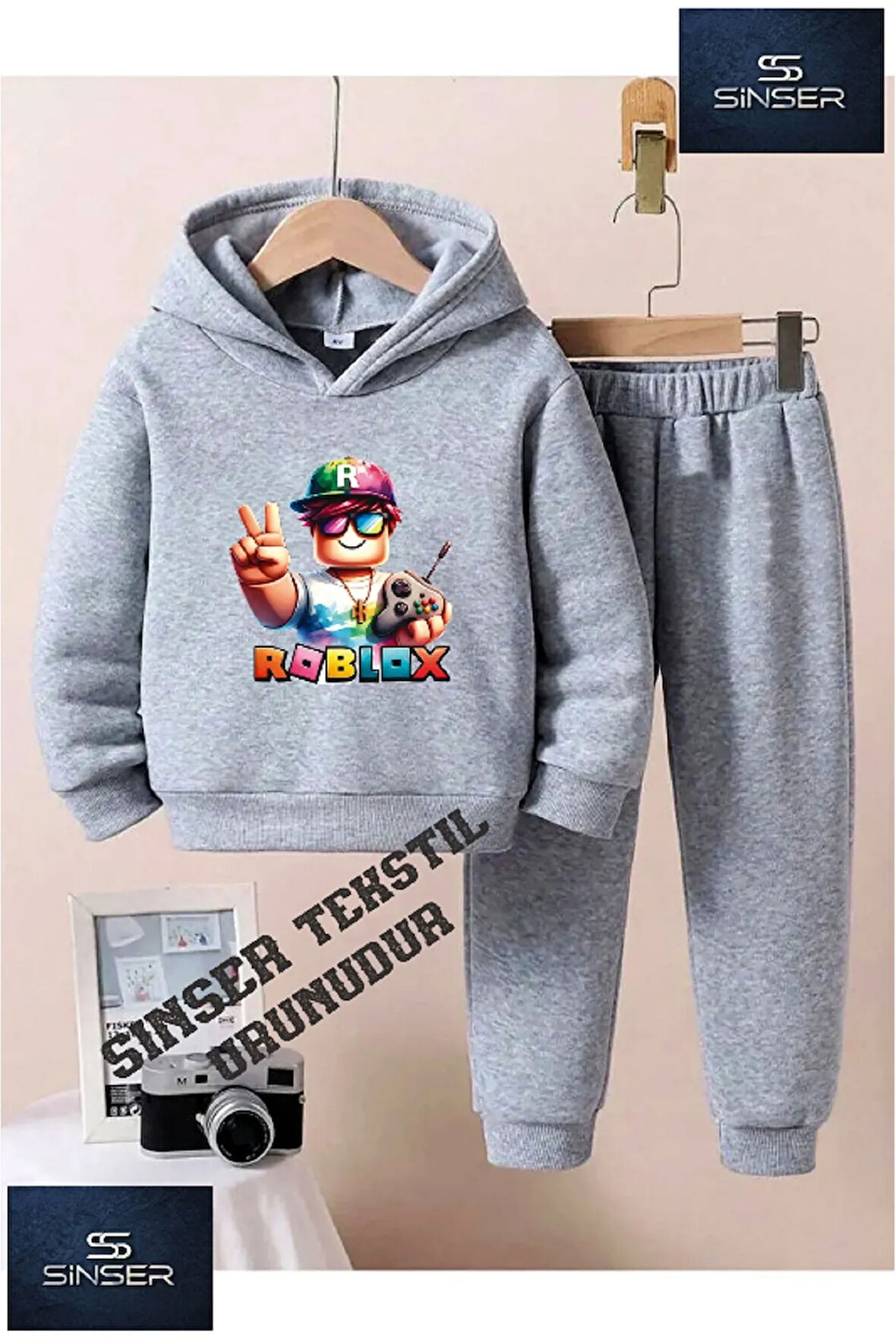 Kız/Erkek Kapşonlu Çocuk “ROBLOX” Baskılı Eşofman Takımı