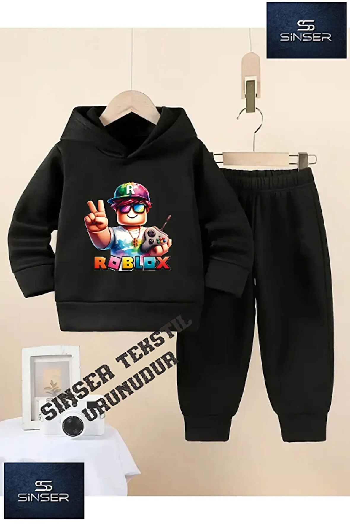 Kız/Erkek Kapşonlu Çocuk “ROBLOX” Baskılı Eşofman Takımı