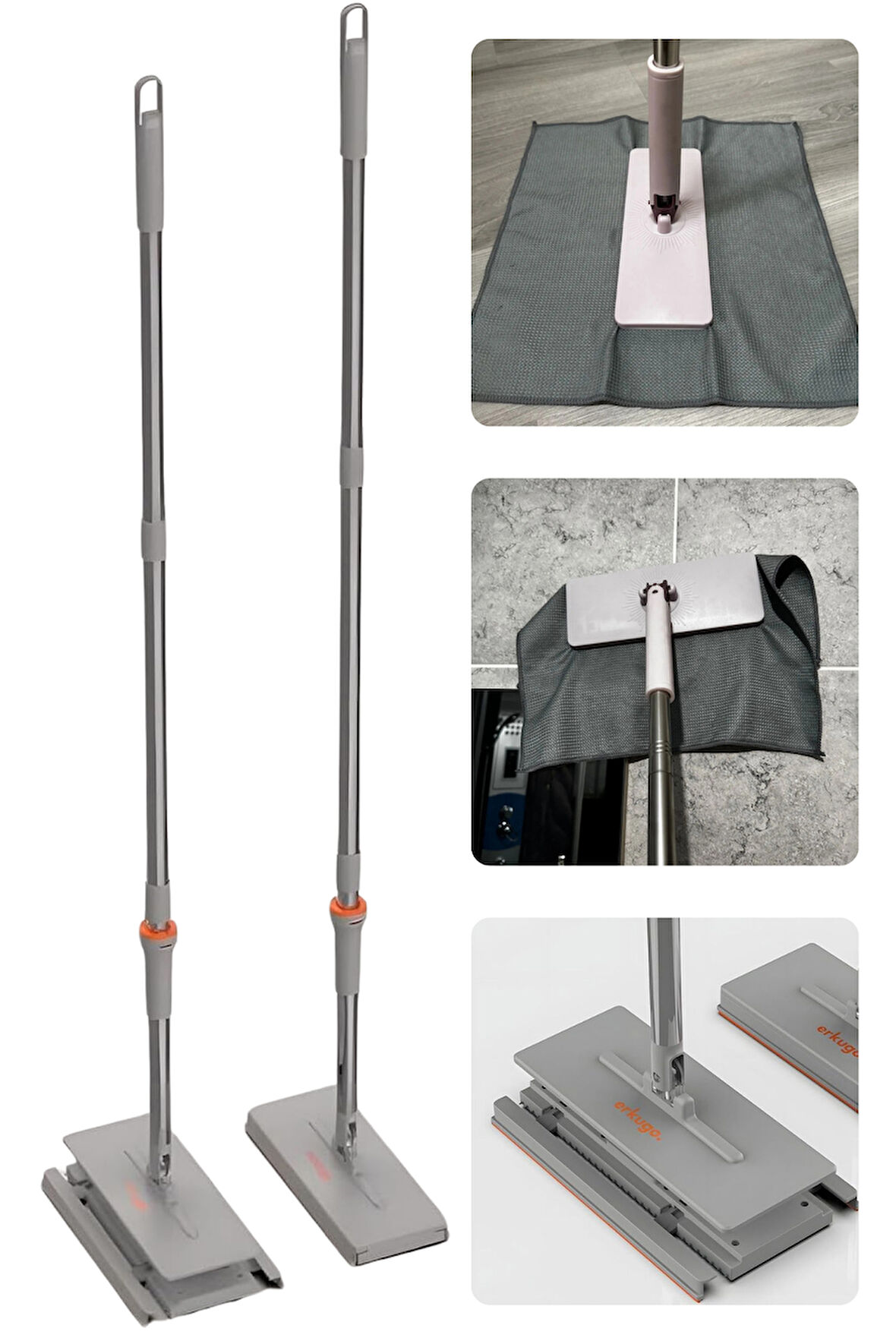 20 Adet Yedek Bezli Mop Pratik One-Touch Temizlik Mopu 360° Dönebilen Kolay Tak Çıkar Minimal