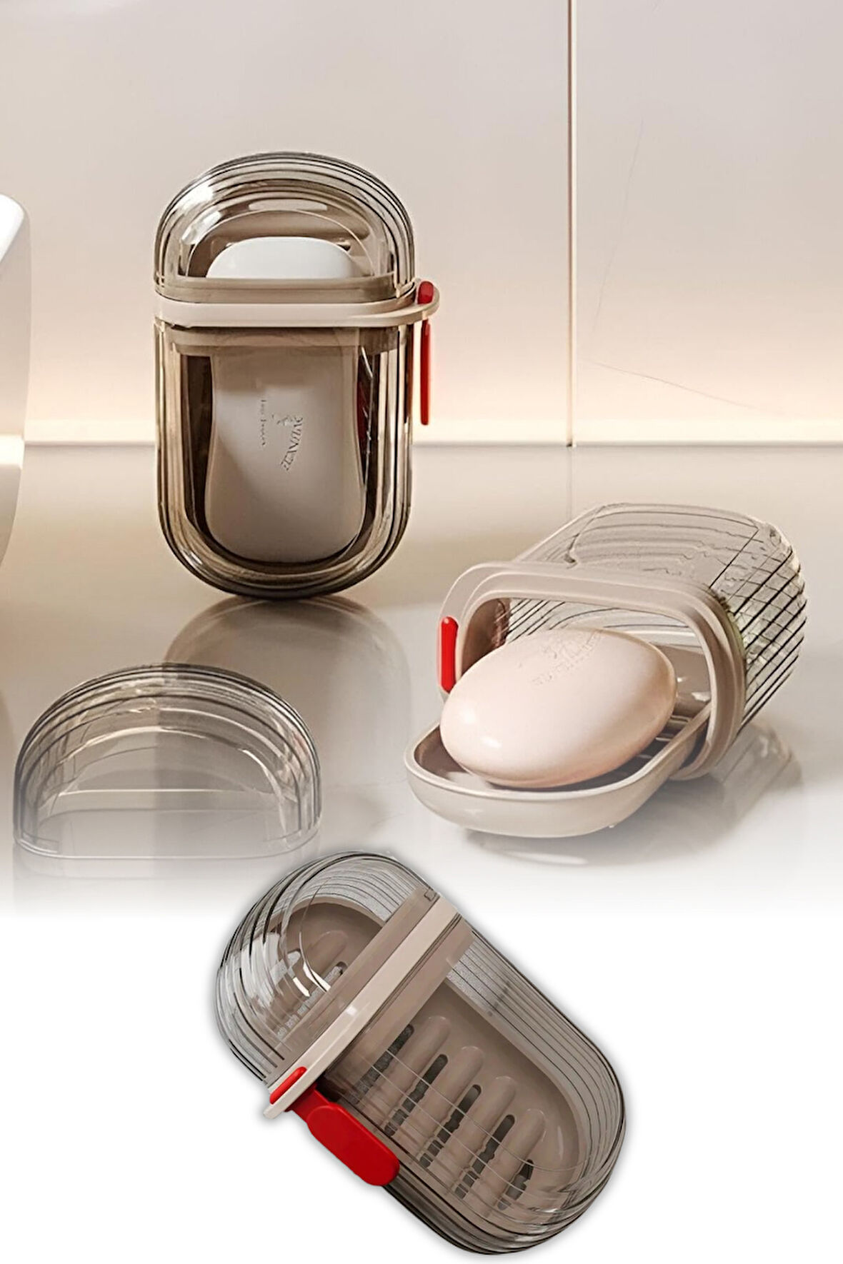 Şeffaf Kutu Şeklinde Plastik Katı Sabunluk Pratik Kullanımlı Hijyenik Banyo Sabun Kabı