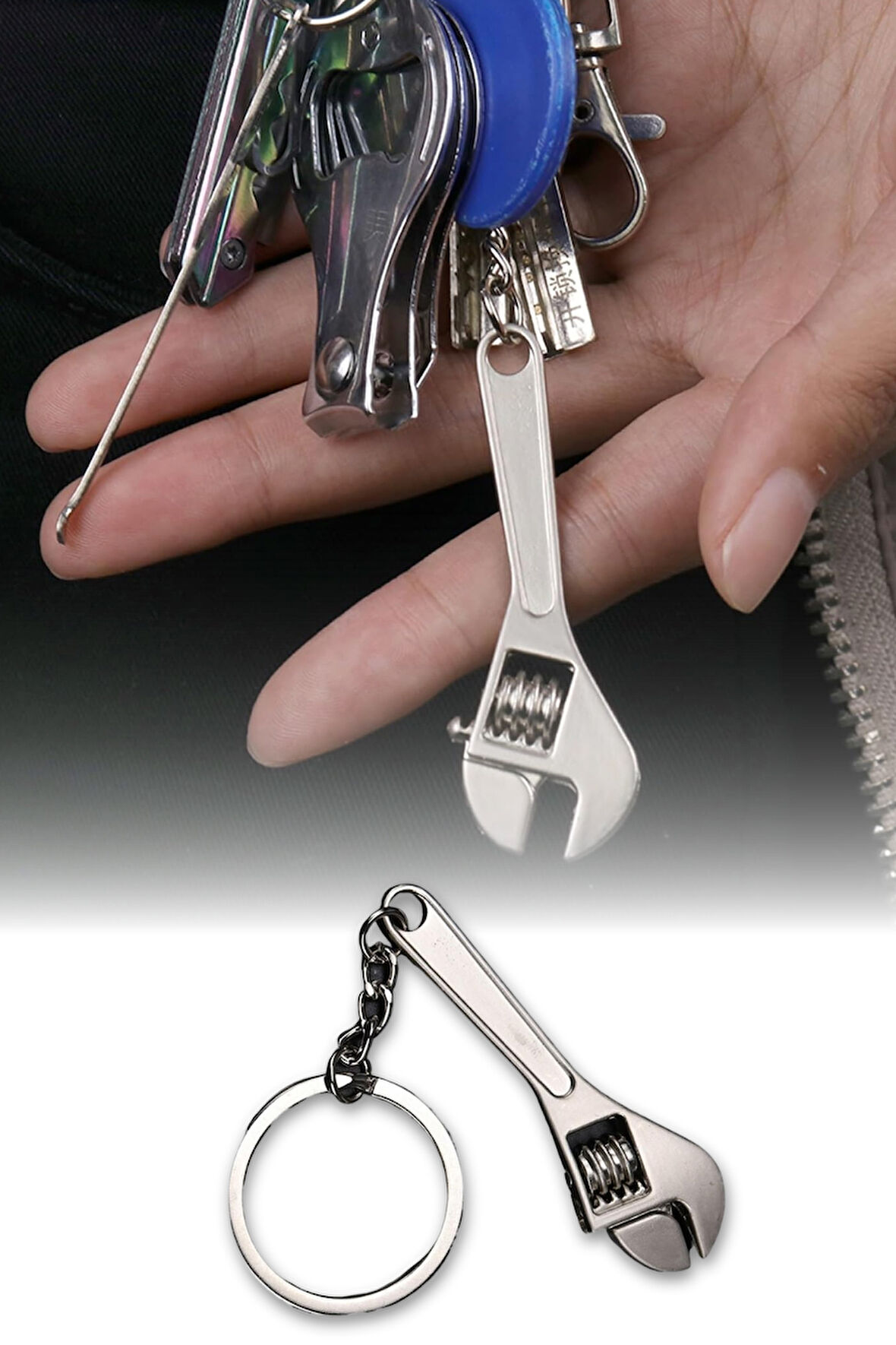 Fonksiyonel İngiliz Anahtarı Anahtarlık Metal Malzemeli Minyatür Anahtar Ucu Açılır Kapanır Gerçekçi Görünümlü Dekoratif Erkek Anahtarlık Araç Çanta Ev Anahtarı İçin Şık ve Pratik Anahtarlık Aksesuarı