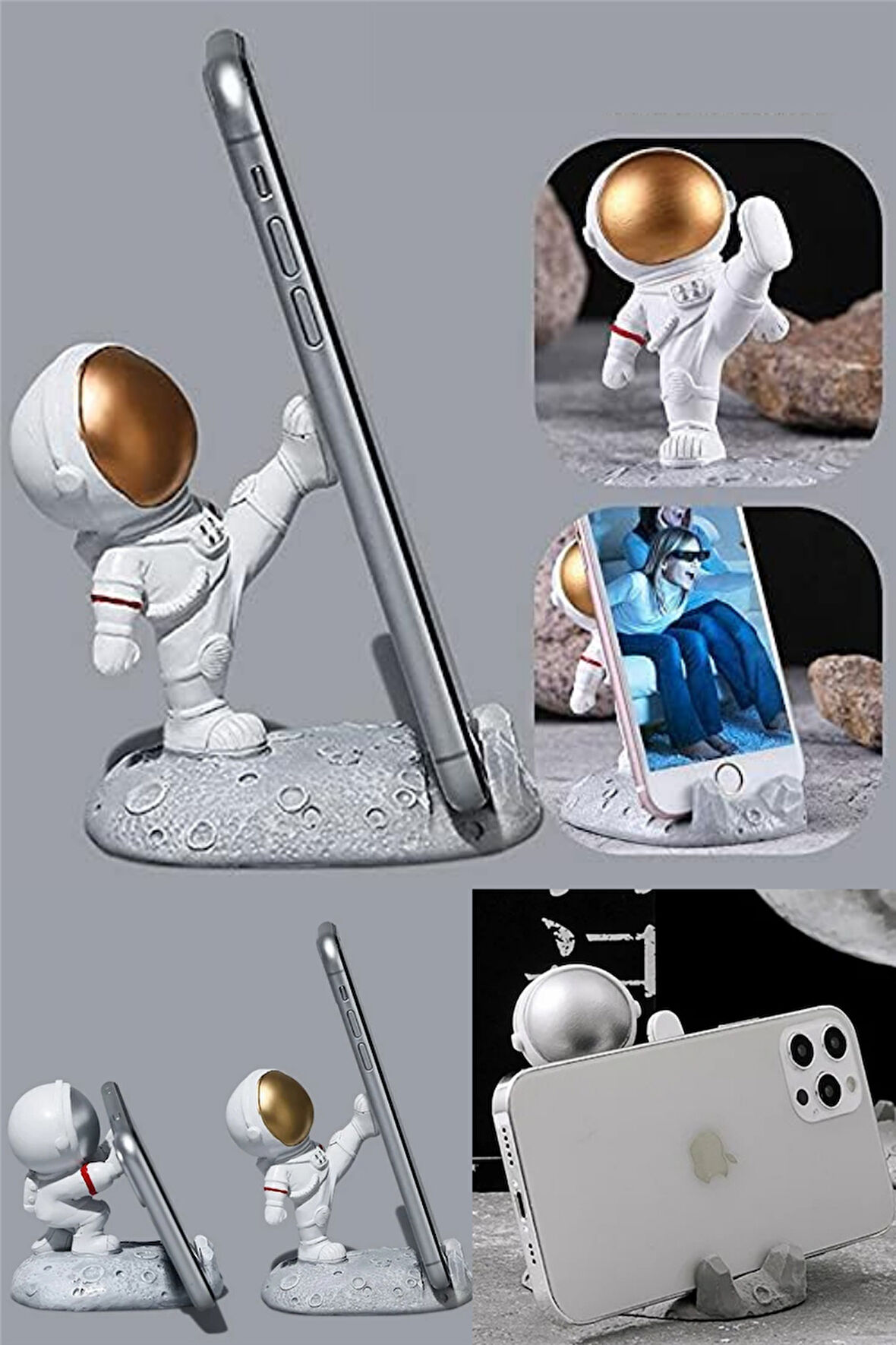 Sevimli Astronot Dekorasyon Masa üstü Telefon Tutucu ve Tablet Standı