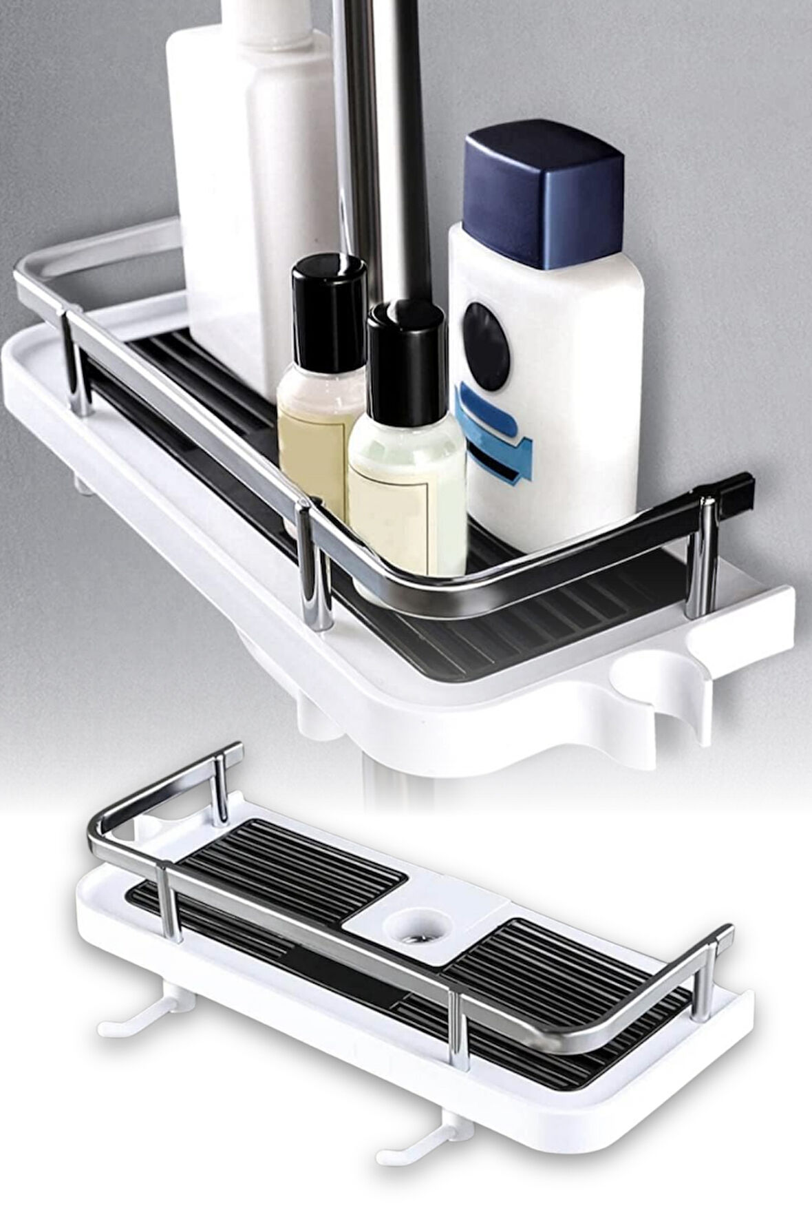 Banyo Rafı Tek Katlı Yapışkanlı Pratik Kurulumsuz Duvar Tipi Şampuan Sabun Organizeri