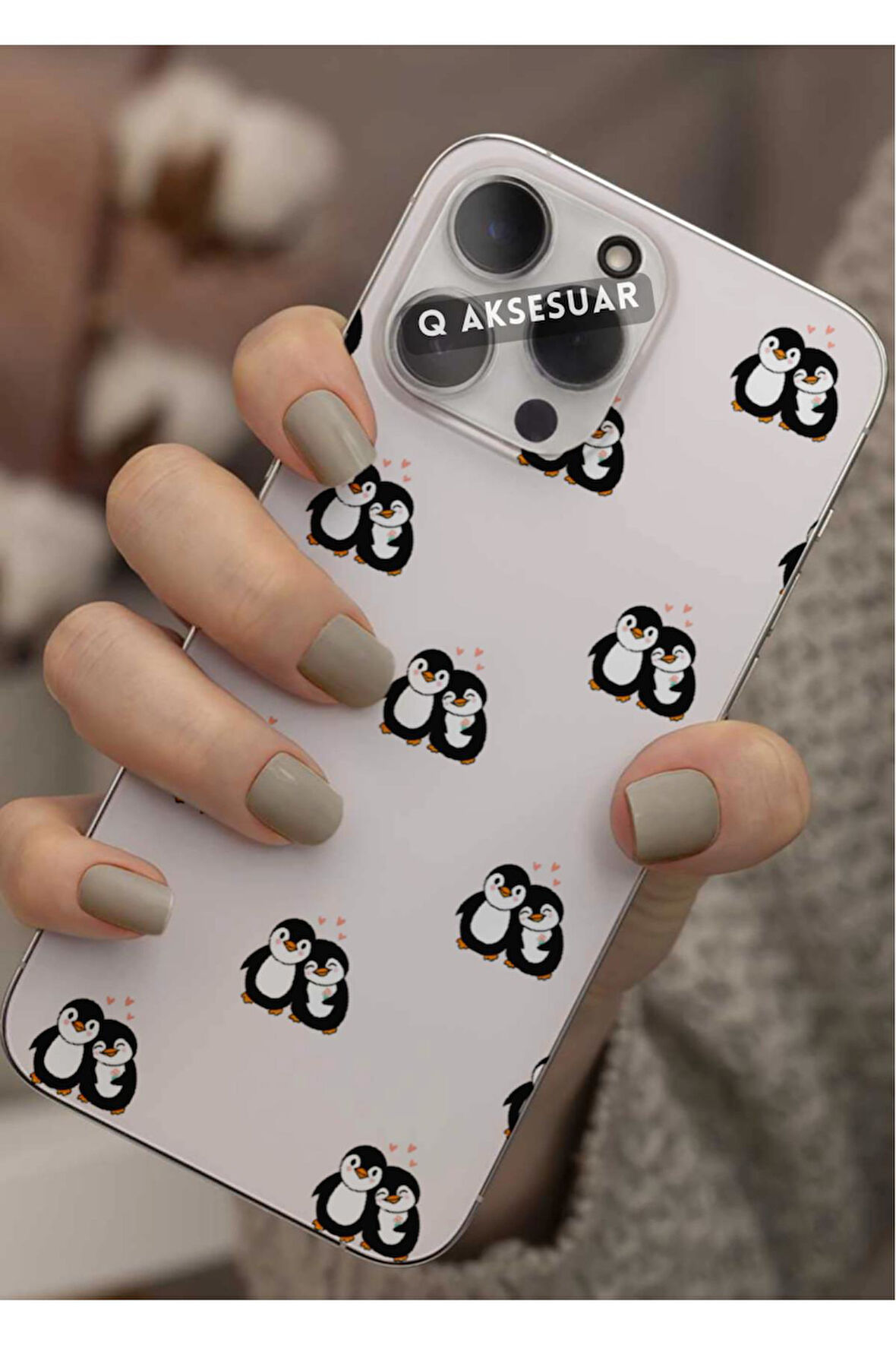 Omix X6 Uyumlu Sevimli Penguen Tasarımlı Şeffaf Telefon Kılıfı Kapak Case