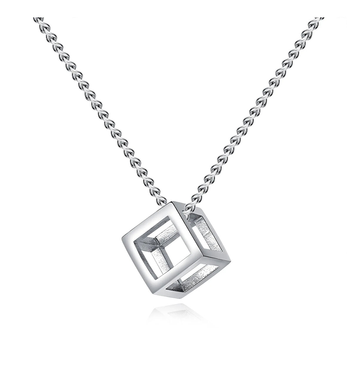 Omark Cotton Silver Cube Kolye