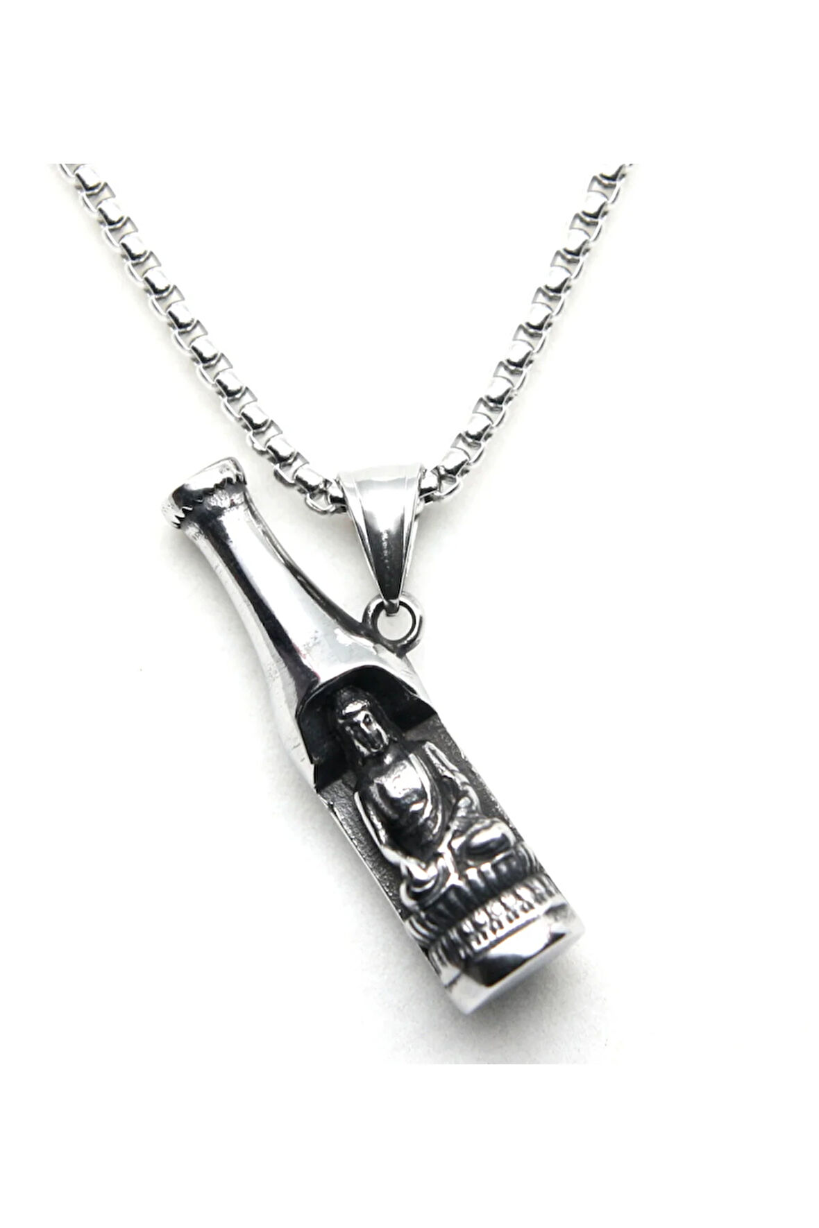 Çelik Buda Şişe Kolye