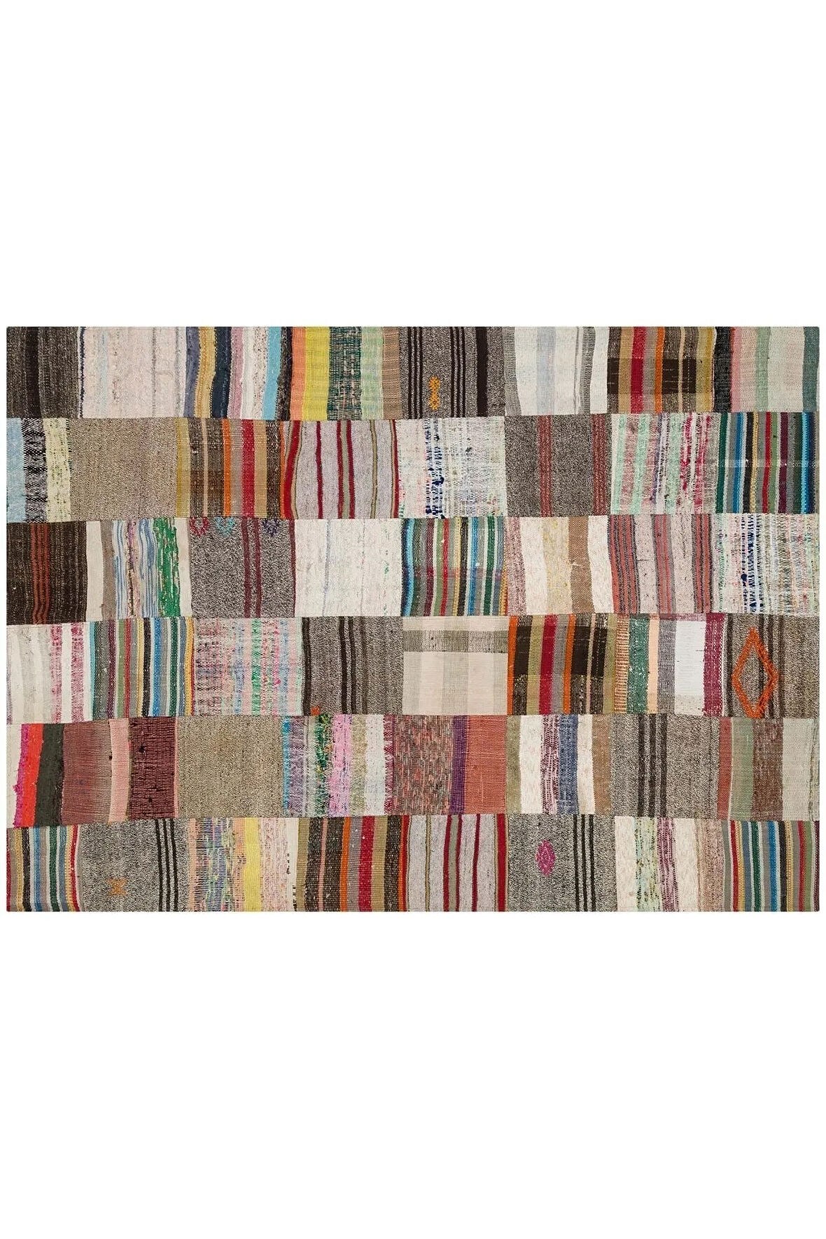 Gerçek El Dokuma Eskitme Patchwork Halı 169 X 232 Cm 6139