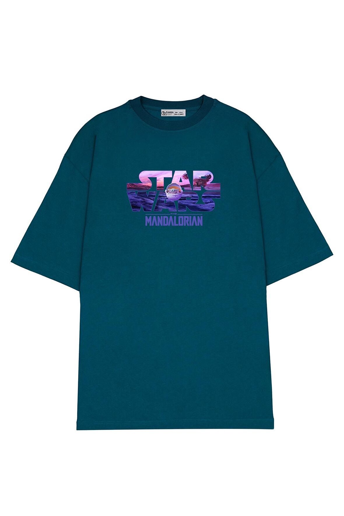 Unisex Oversize T-shirt Star Wars Logo With The Child