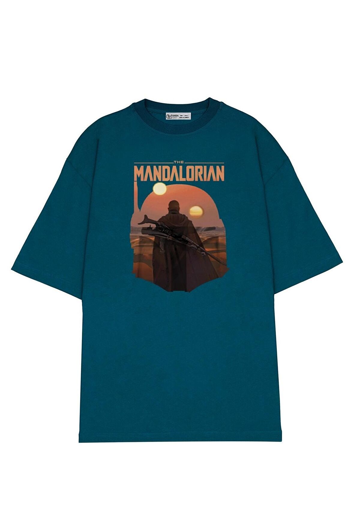 Unisex Oversize T-shirt Star Wars Mandalorian Boba Fett Sunset Helmet
