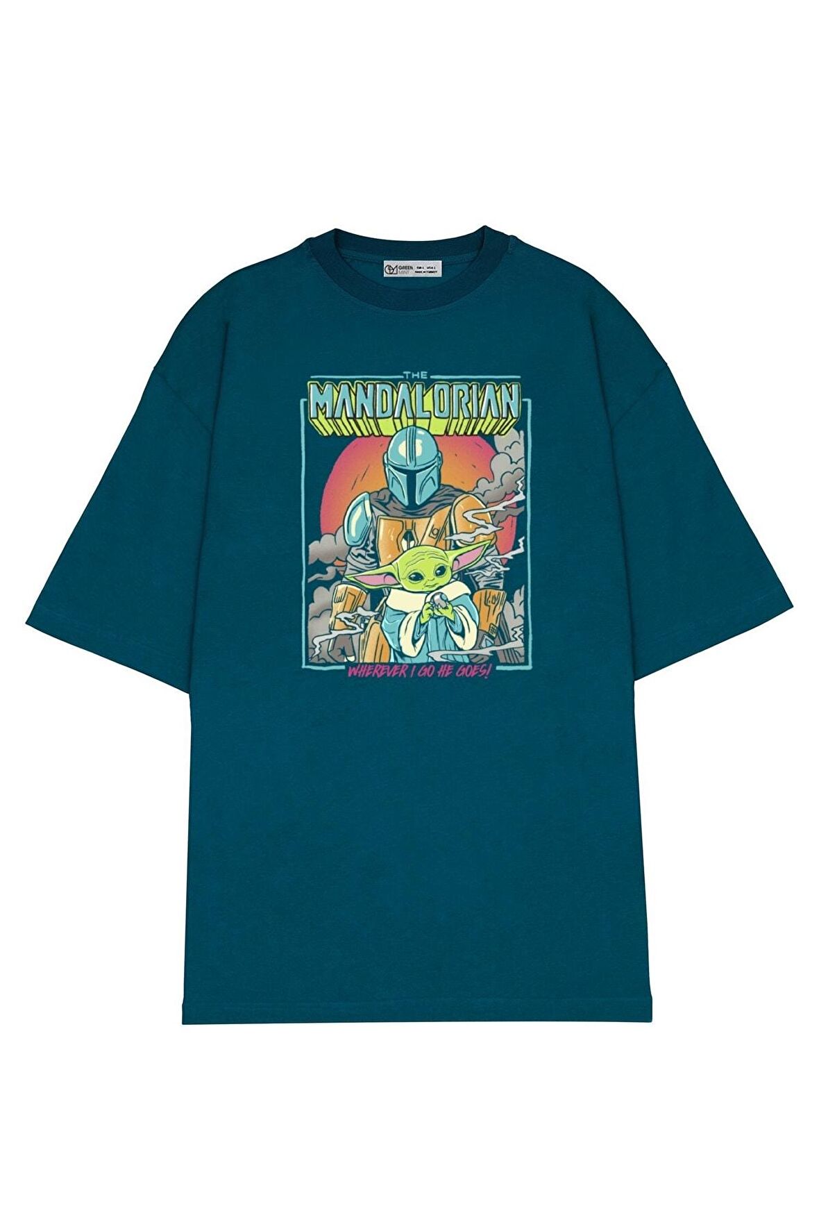 Unisex Oversize T-shirt The Mandalorian He Goes Where I Go