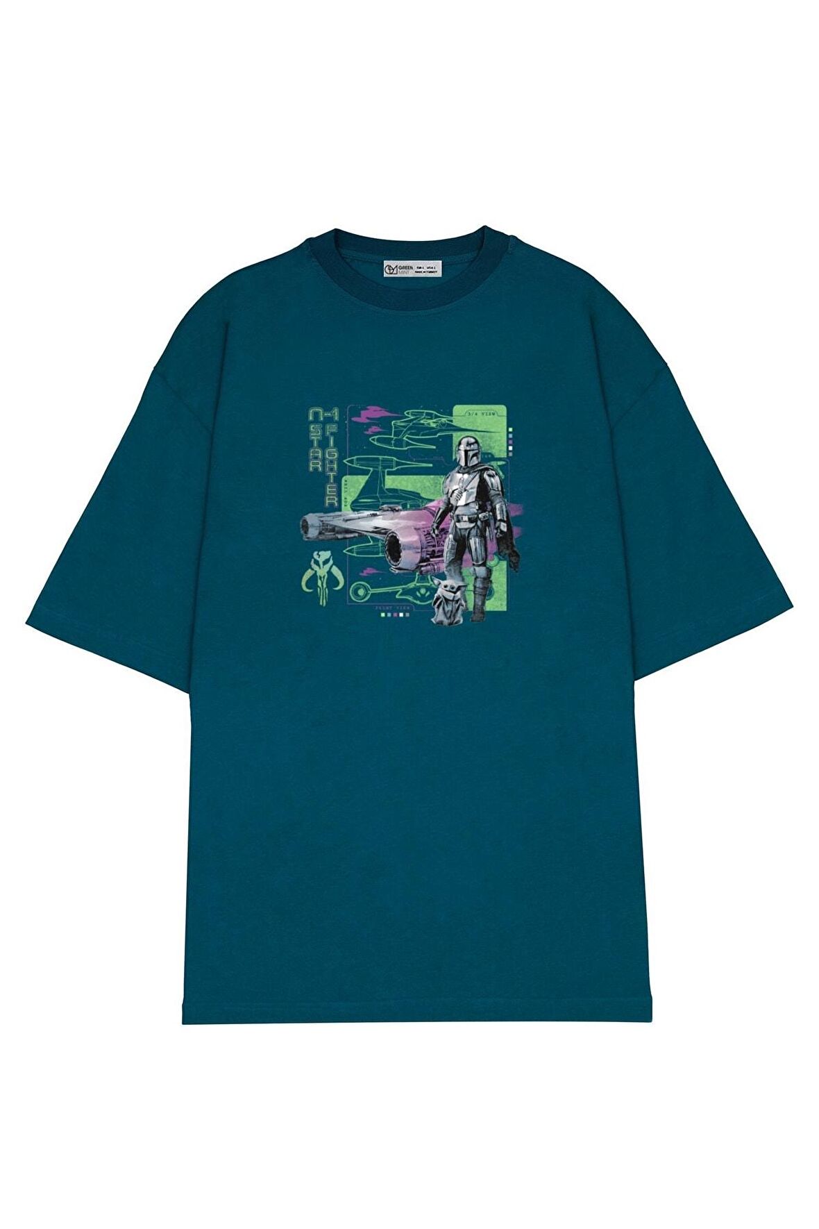Unisex Oversize T-shirt The Mandalorian Starfighter Outline
