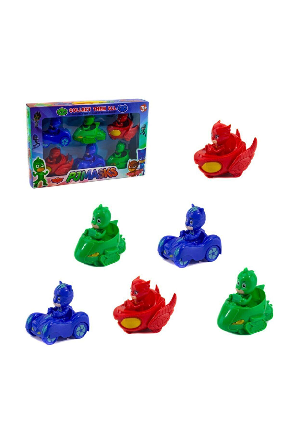 Eğitici Oyuncaklar Oyuncak Pjmask 6'lı Arabalı Pj Maskeliler 6 Figür 10 Cm Karakter Çek Bırak Figür