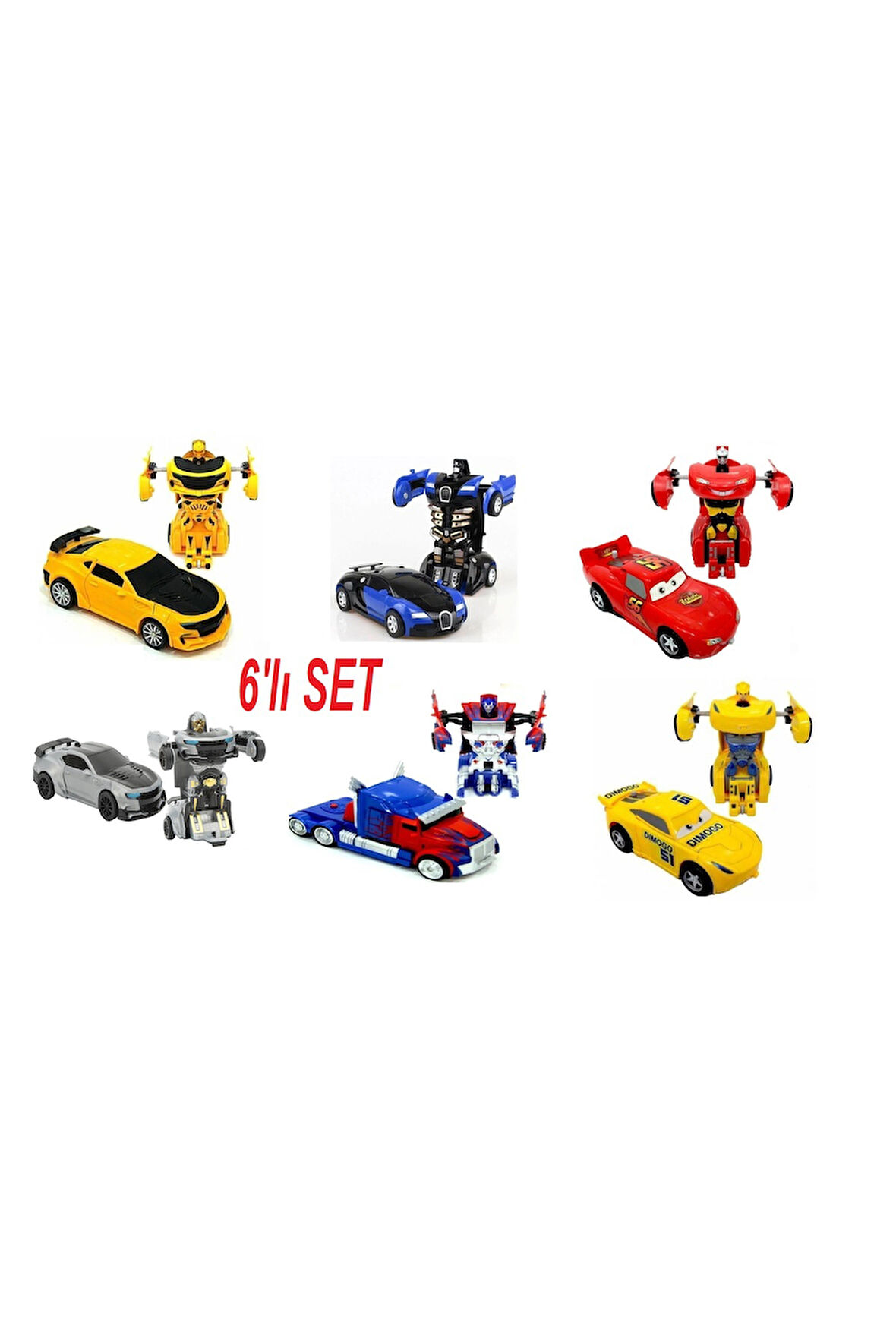 Eğitici Oyuncaklar Bumblebee Optimus Prime Şimşek Mcqueen Bugatti Cruz Ramirez Robota Dönüşen Çek B