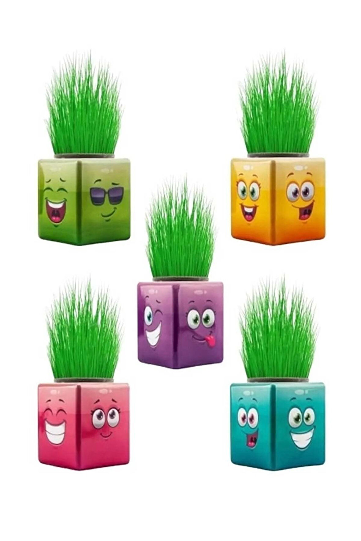 Eğitici Oyuncaklar 10'lu Karışık 3 Tarafı Emojili Figürlü Küp Çim Adamlar Okul Ve Okul Öncesi Hediye