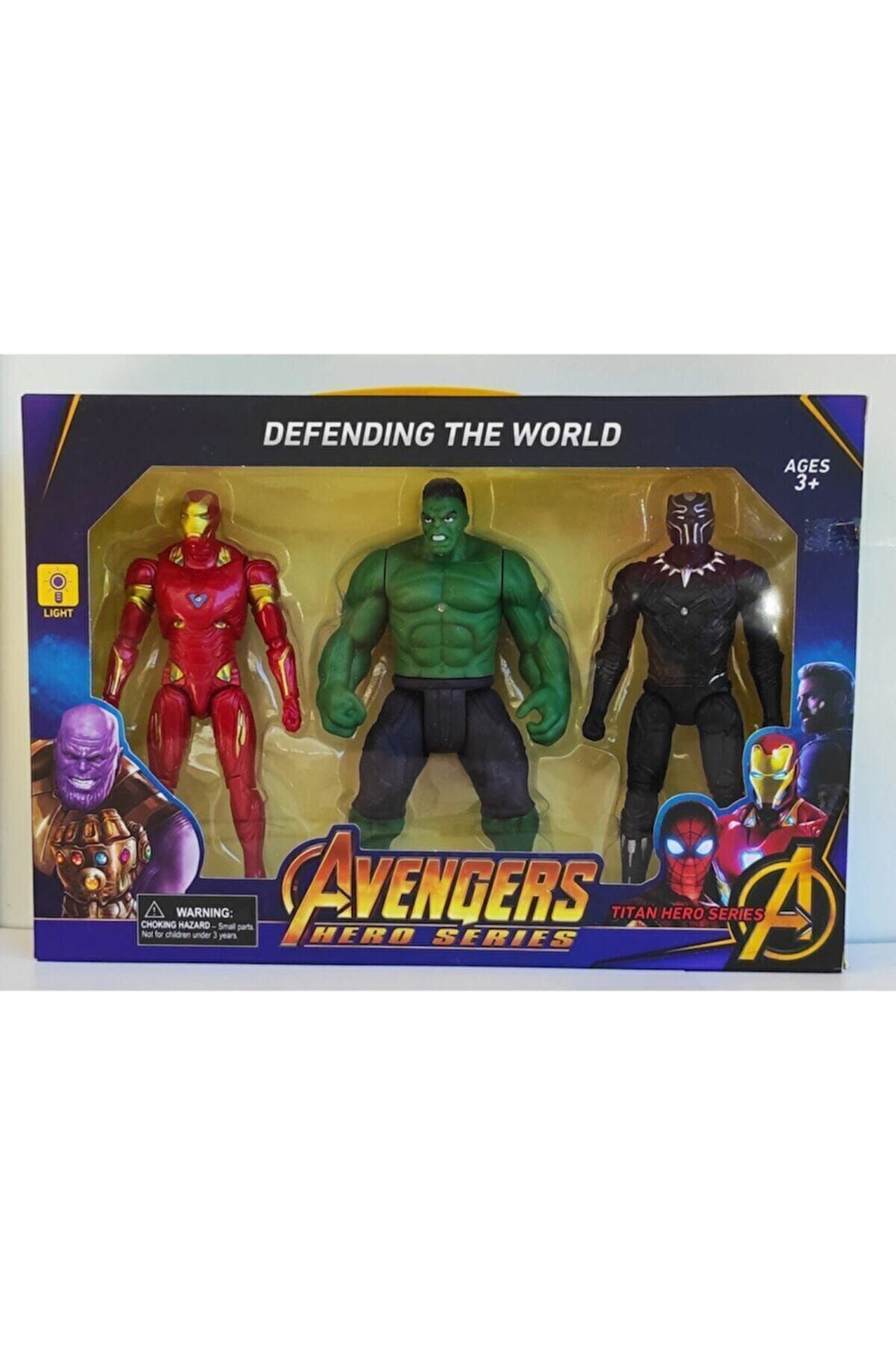 Eğitici Oyuncaklar Işıklı Ve Hareketli, 20 Cm. Hulk, Demir Adam Ve Kara Panter 3'lü Karakter Seti Kı