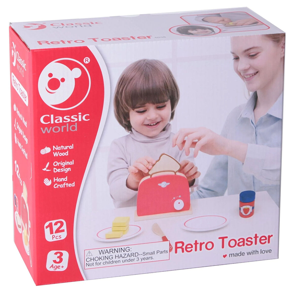 Kız Erkek Çocuk Oyuncak Ahşap Nostaljik Ekmek Kızartma Makinası ve Aksesuarları Kız Erkek Çocuk Oyun