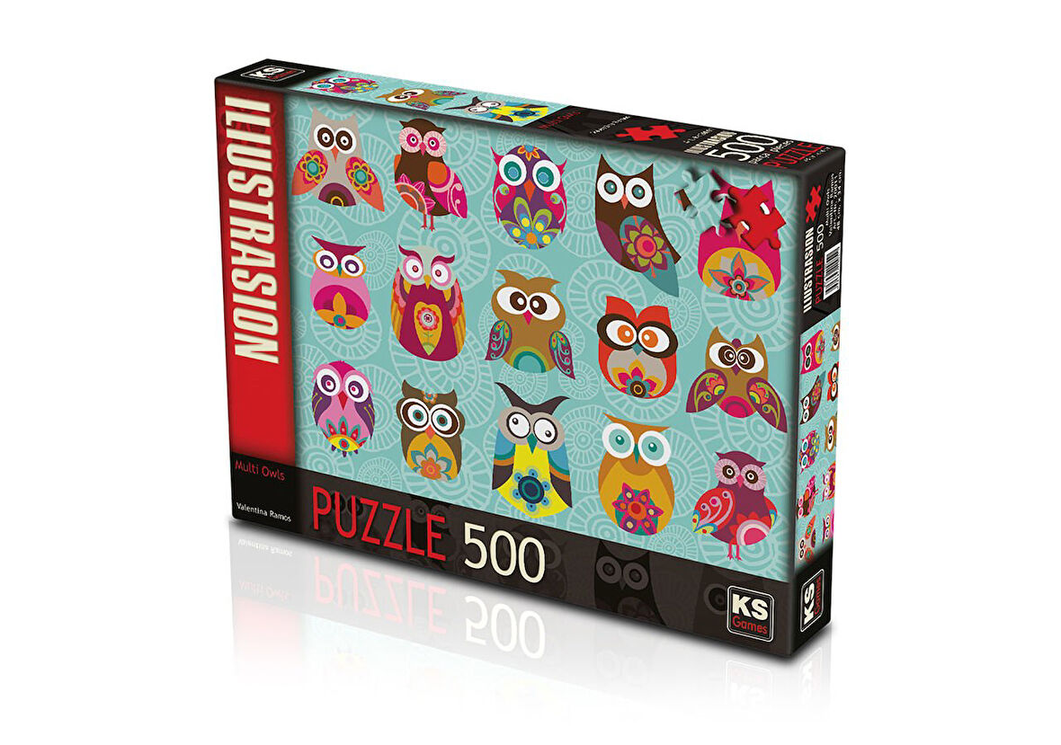 Kız Erkek Çocuk Oyuncak KS Puzzle 500 Parça Multi Owls Renkli Baykuşlar Kız Erkek Çocuk Oyuncak Eğit