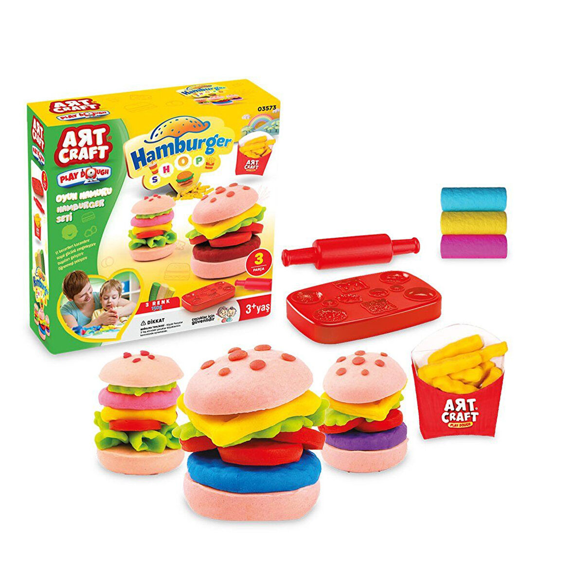 Kız Erkek Çocuk Oyuncak 03573 Dede, Hamburger Set Oyun Hamuru 150 gr / +3 yaş Kız Erkek Çocuk Oyunca