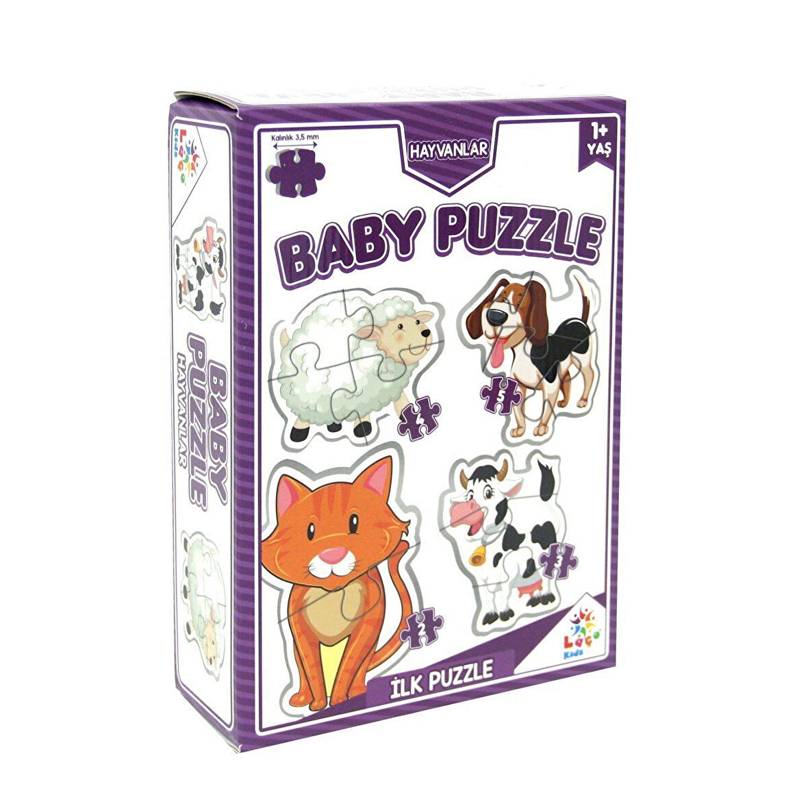 Kız Erkek Çocuk Oyuncak LC7224 Laço Kids Baby Puzzle - Hayvanlar / 2+3+4+5 Parça Puzzle / +1 yaş Kız