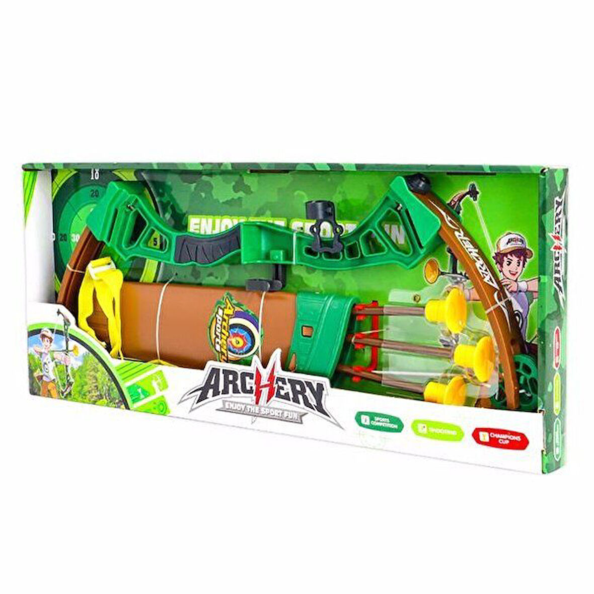 Kız Erkek Çocuk Oyuncak Yeşil Sarı Ok Yay Seti Kız Erkek Çocuk Oyuncak Eğitici Eğlenceli Oyuncak