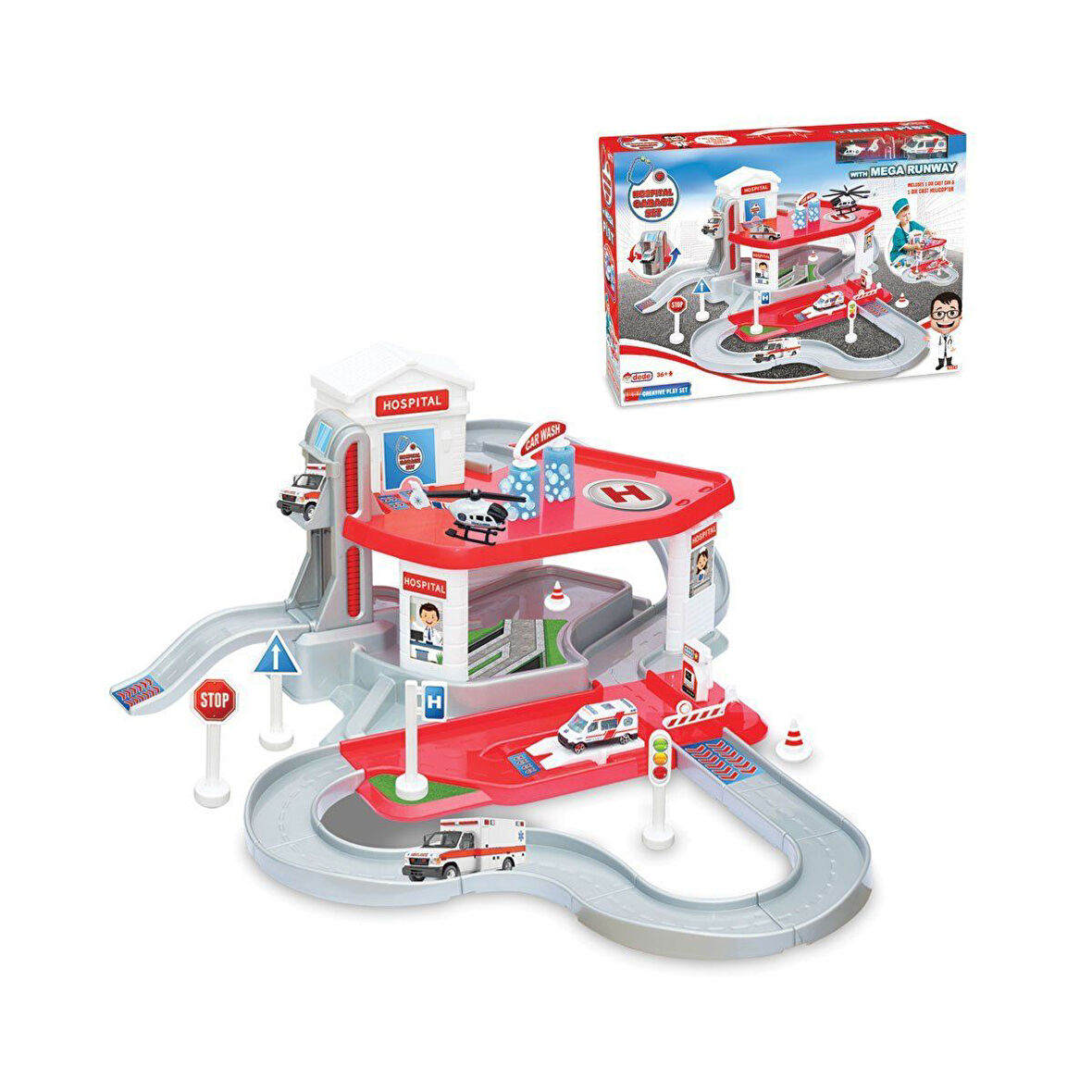Kız Erkek Çocuk Oyuncak 03347 Dede, Hastane Garaj Seti Kız Erkek Çocuk Oyuncak Eğitici Eğlenceli Oyu