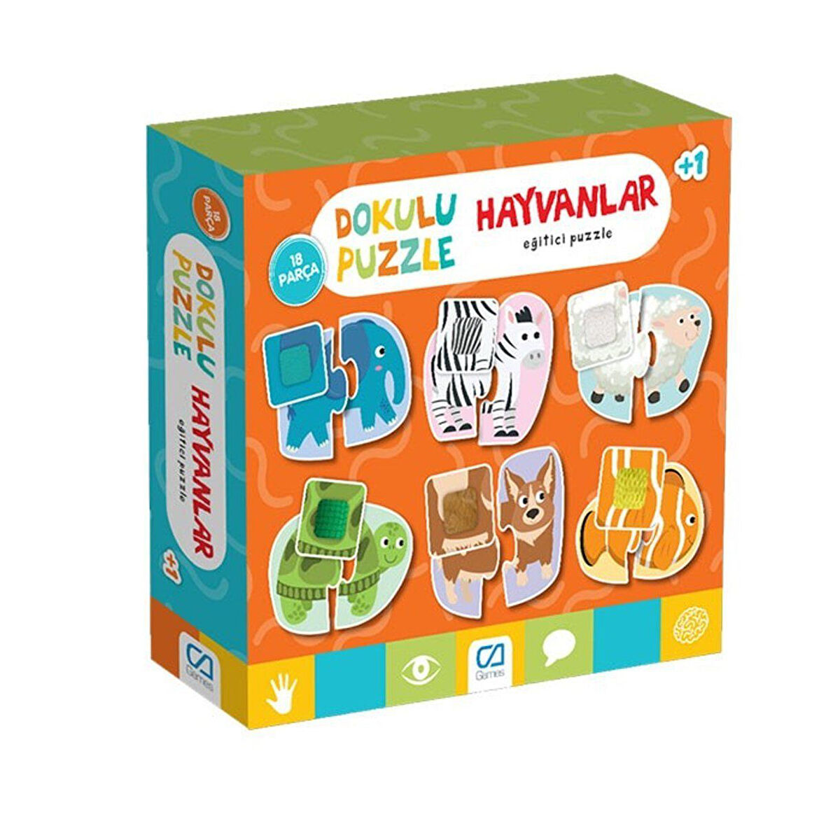 Kız Erkek Çocuk Oyuncak CA.5126 CA Games, Dokulu Hayvanlar Puzzle Kız Erkek Çocuk Oyuncak Eğitici Eğ