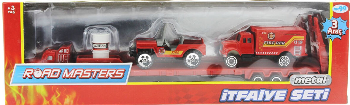 Kız Erkek Çocuk Oyuncak Die Cast Metal Tırlı ve Jeepli İtfaiye Seti Kız Erkek Çocuk Oyuncak Eğitici