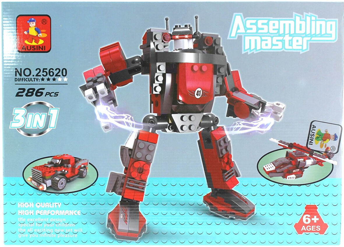 Kız Erkek Çocuk Oyuncak Ausini 286 Parça Assembling Master 3 in 1 Kız Erkek Çocuk Oyuncak Eğitici Eğ