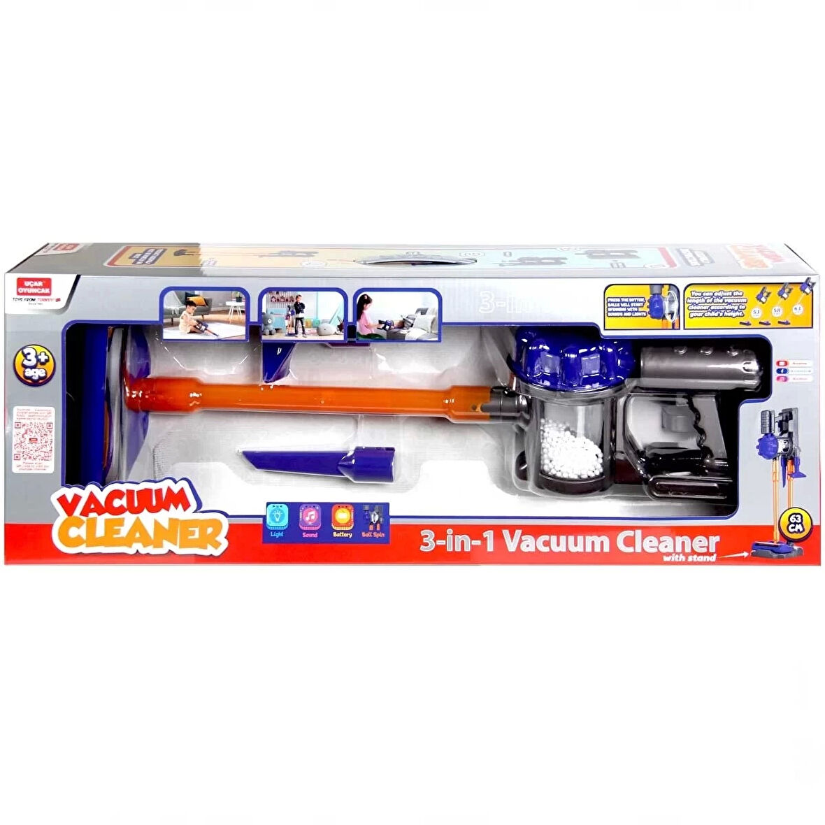Kız Erkek Çocuk Oyuncak Vacuum Cleaner Pilli Kablosuz Oyuncak Dikey Standlı Elektrik Süpürgesi - 028