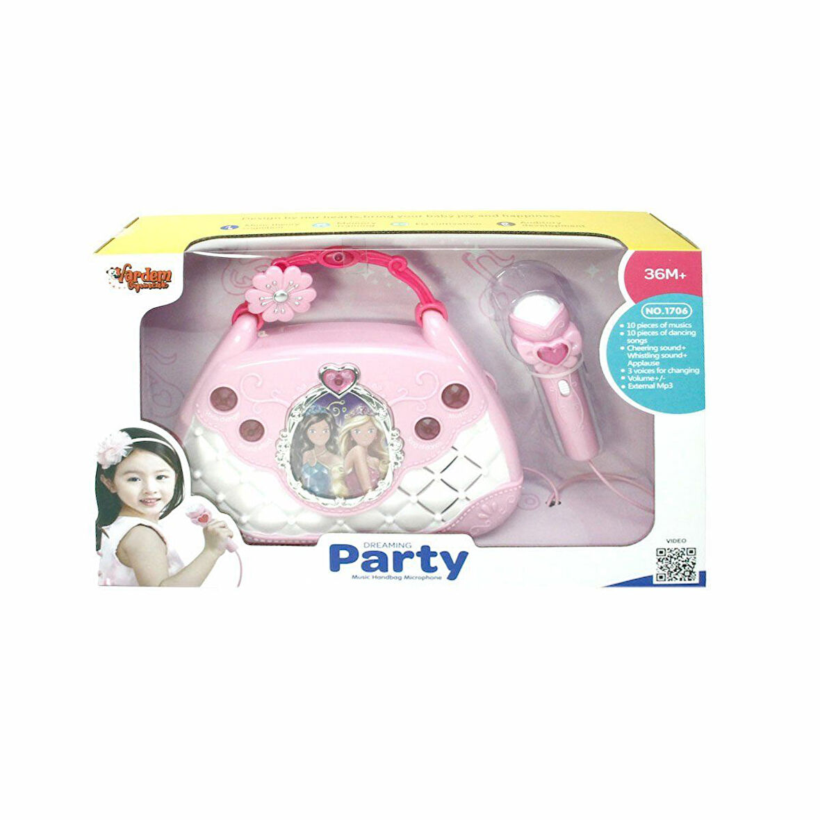 Kız Erkek Çocuk Oyuncak BAO-1706 Mikrofonlu Mp3 Çalar Parti Müzikleri El Çantası Kız Erkek Çocuk Oyu