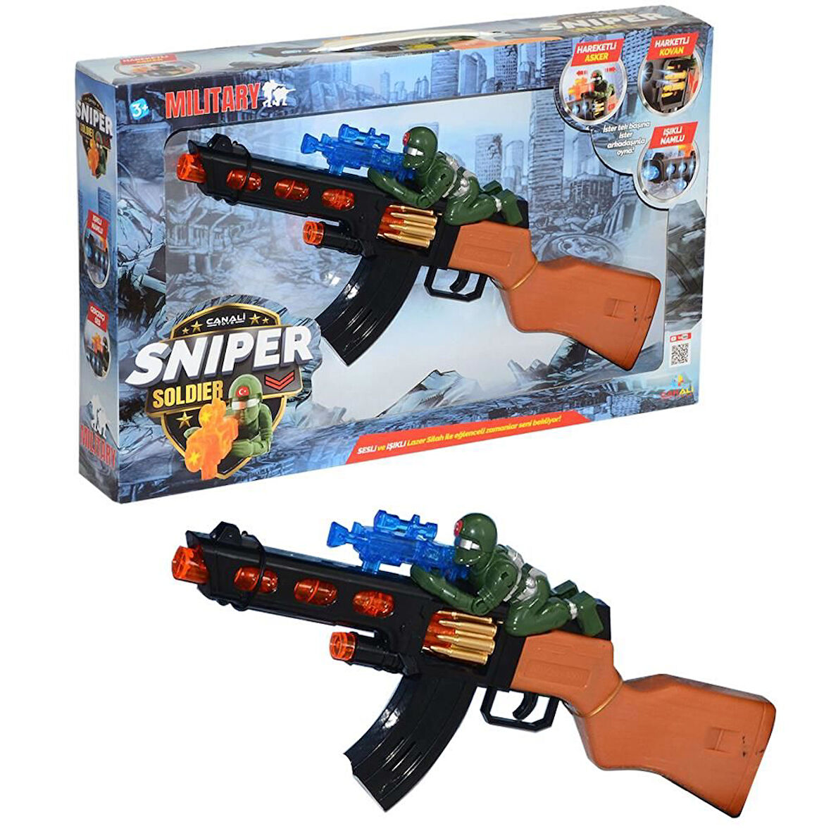 Kız Erkek Çocuk Oyuncak Kutulu Pilli Oyuncak Askeri Tüfek Kız Erkek Çocuk Oyuncak Eğitici Eğlenceli