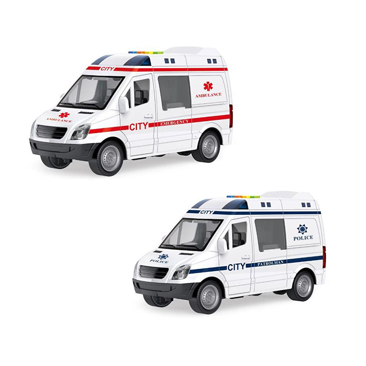 Kız Erkek Çocuk Oyuncak 1:16 Sürtmeli Sesli Işıklı Ambulans Ve Polis Arabası Kız Erkek Çocuk Oyuncak