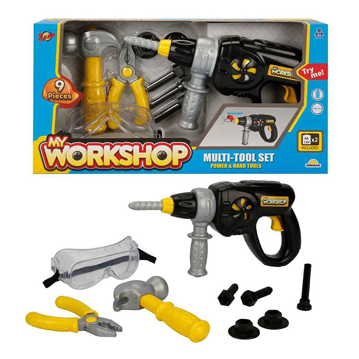 Kız Erkek Çocuk Oyuncak Zapp Toys My Workshop Matkaplı Tamir Seti 9 Parça Kız Erkek Çocuk Oyuncak Eğ