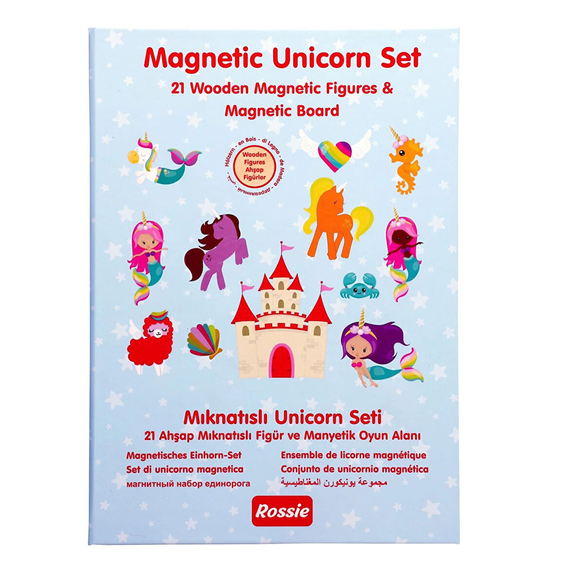 Kız Erkek Çocuk Oyuncak Rossie Ahşap Mıknatıslı Unicorn Seti ve Oyun Alanı Kız Erkek Çocuk Oyuncak E