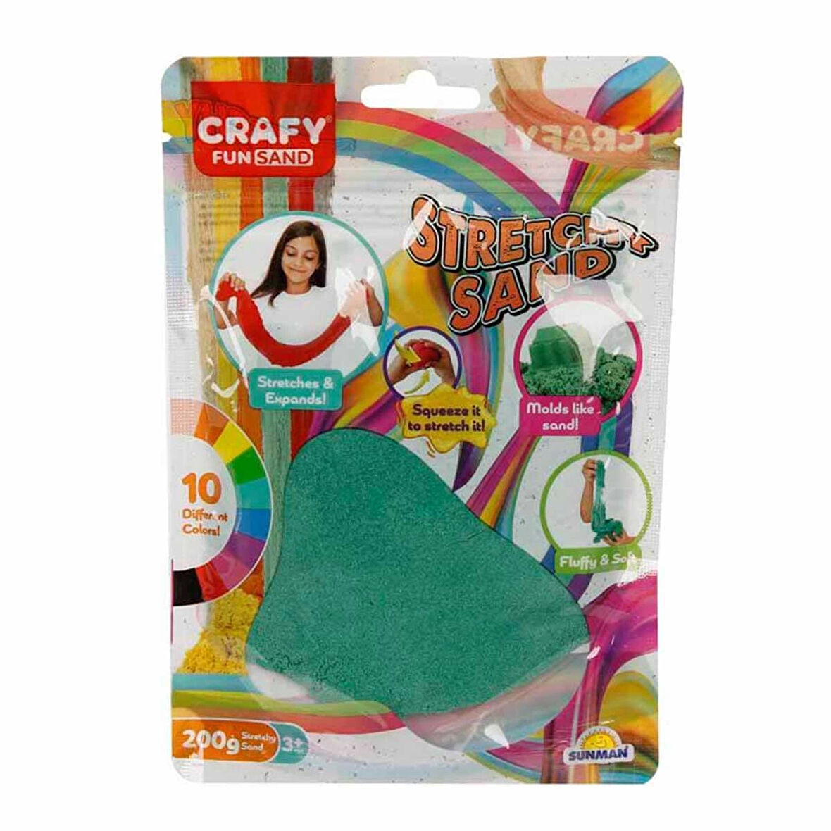 Kız Erkek Çocuk Oyuncak Streç Oyun Kumu Yeşil 200 gr Kız Erkek Çocuk Oyuncak Eğitici Eğlenceli Oyunc