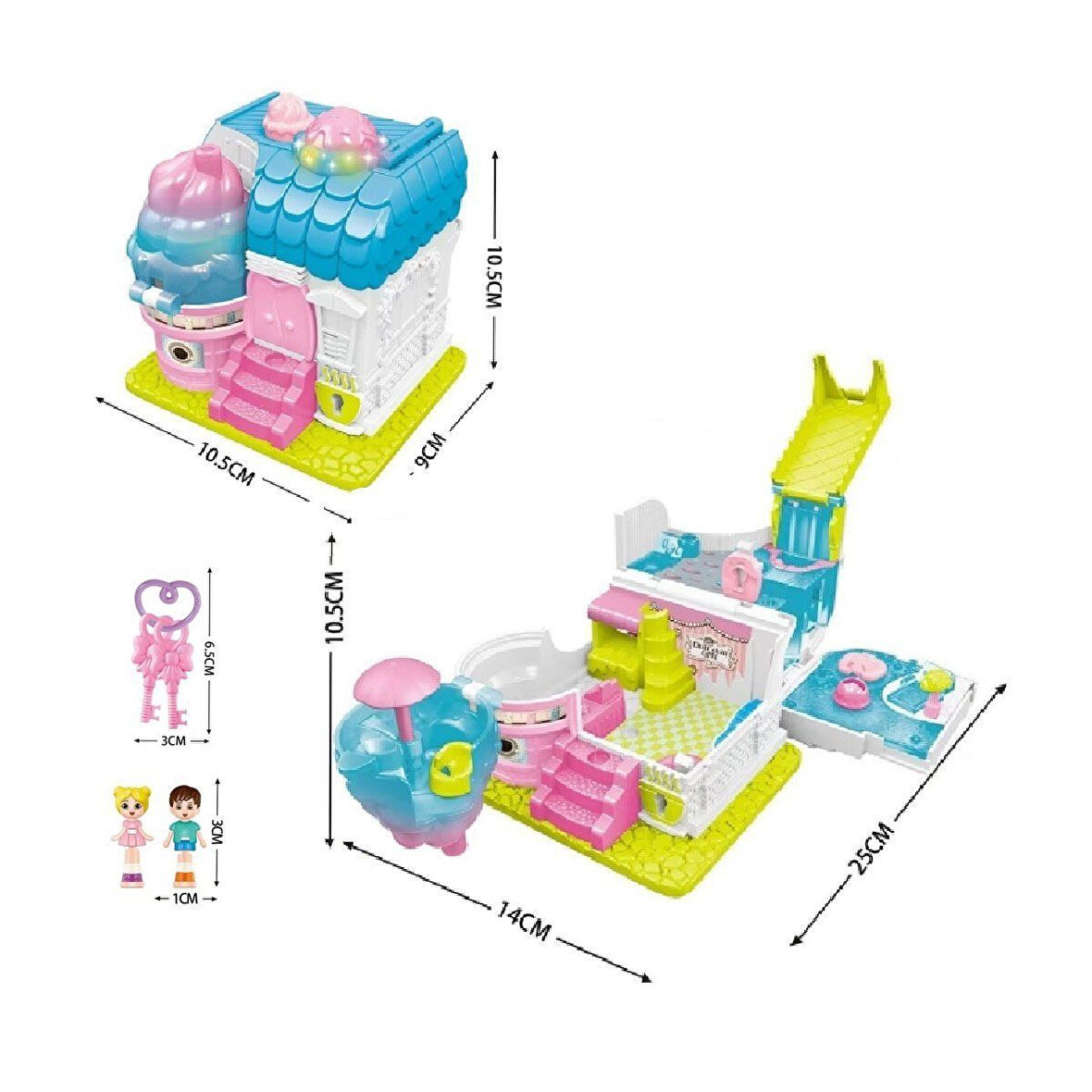 Kız Erkek Çocuk Oyuncak QF2910-11-12-13-14-15 Işıklı Müzikli Aksesuarlı Ev Serisi Açılıp-Katlanır Kı