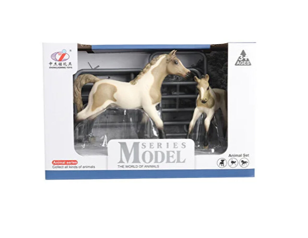 Kız Erkek Çocuk Oyuncak Model Hayvan Seti At ve Tay Alacalı Kız Erkek Çocuk Oyuncak Eğitici Eğlencel