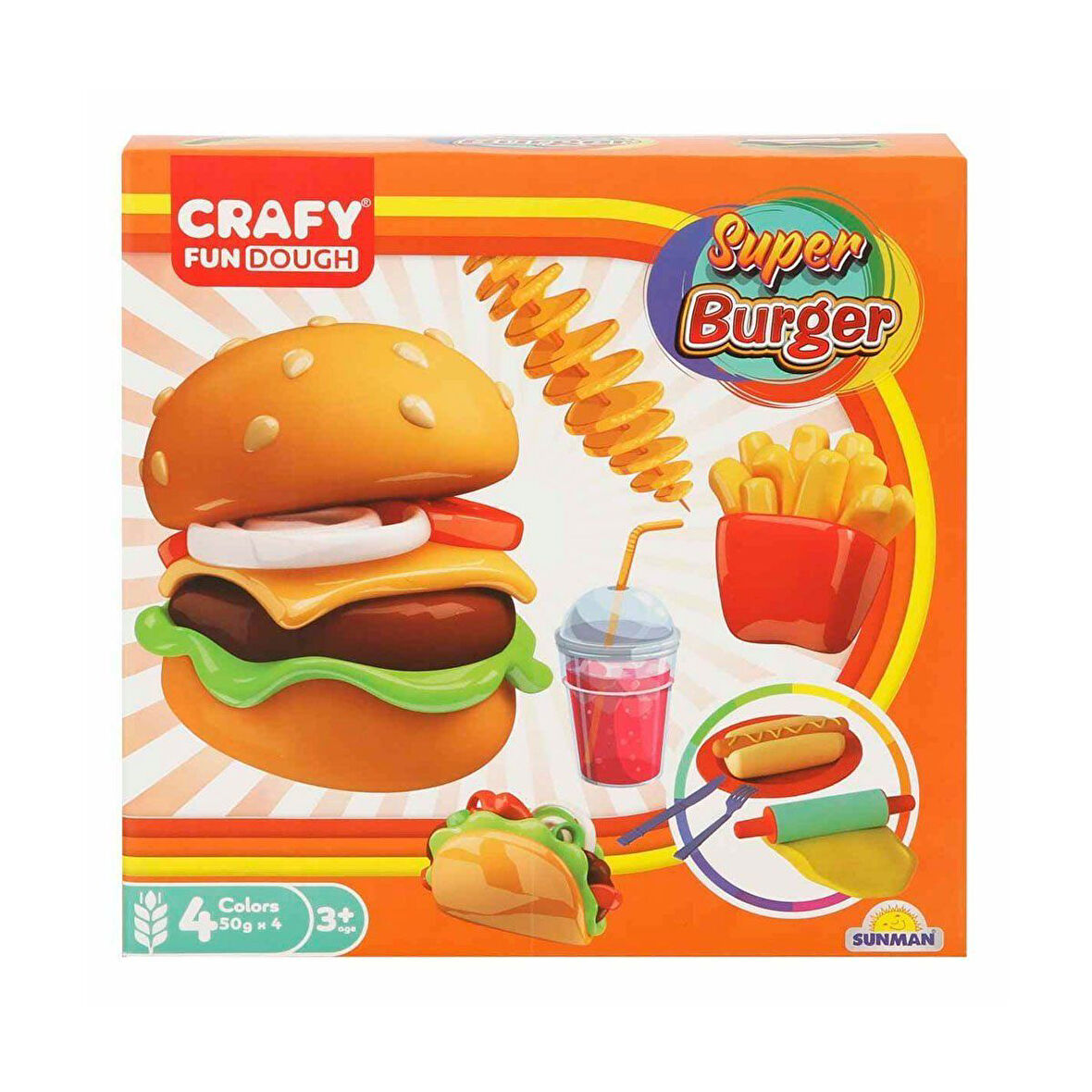 Kız Erkek Çocuk Oyuncak 2015 Crafy Süper Burger Oyun Hamuru Seti 200 g 12 Parça Kız Erkek Çocuk Oyun