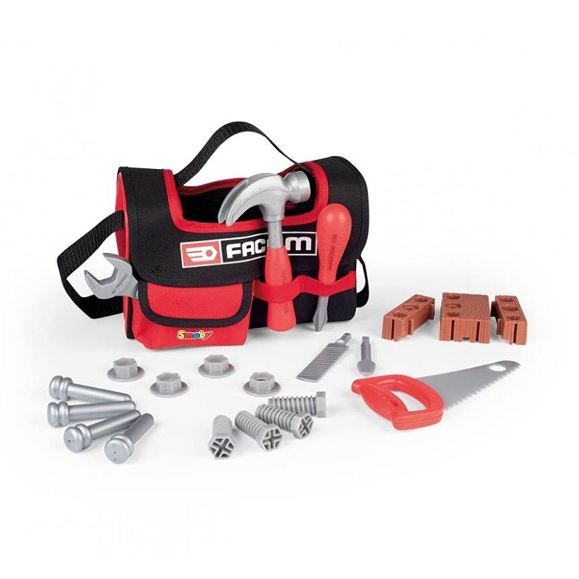 Kız Erkek Çocuk Oyuncak 7600360196 Smoby, Facom Fabric Tools Case - Facom Kumaş Çantalı Alet Seti /